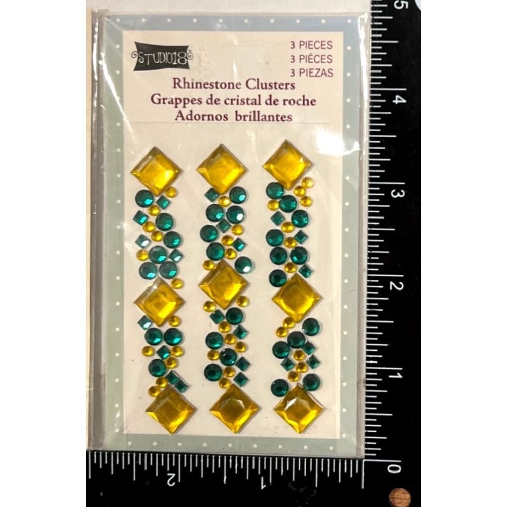 Studio 18 Rhinestone Clusters Self-Adhesive Yellow & Green Embellishments 3 pc